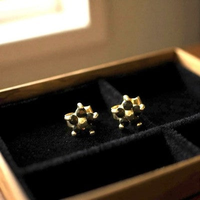 Sparkling Sapphire Flower 9ct Gold Stud Earrings