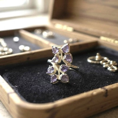 Stunning Blue Amethyst Multi Gem Floral Design Ring