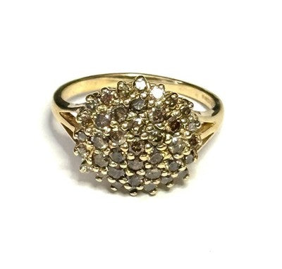 Fabulous Vintage 1ct Champagne Diamond Cluster Ring