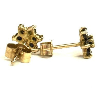 Multi Sapphire Flower 9ct Gold Stud Earrings