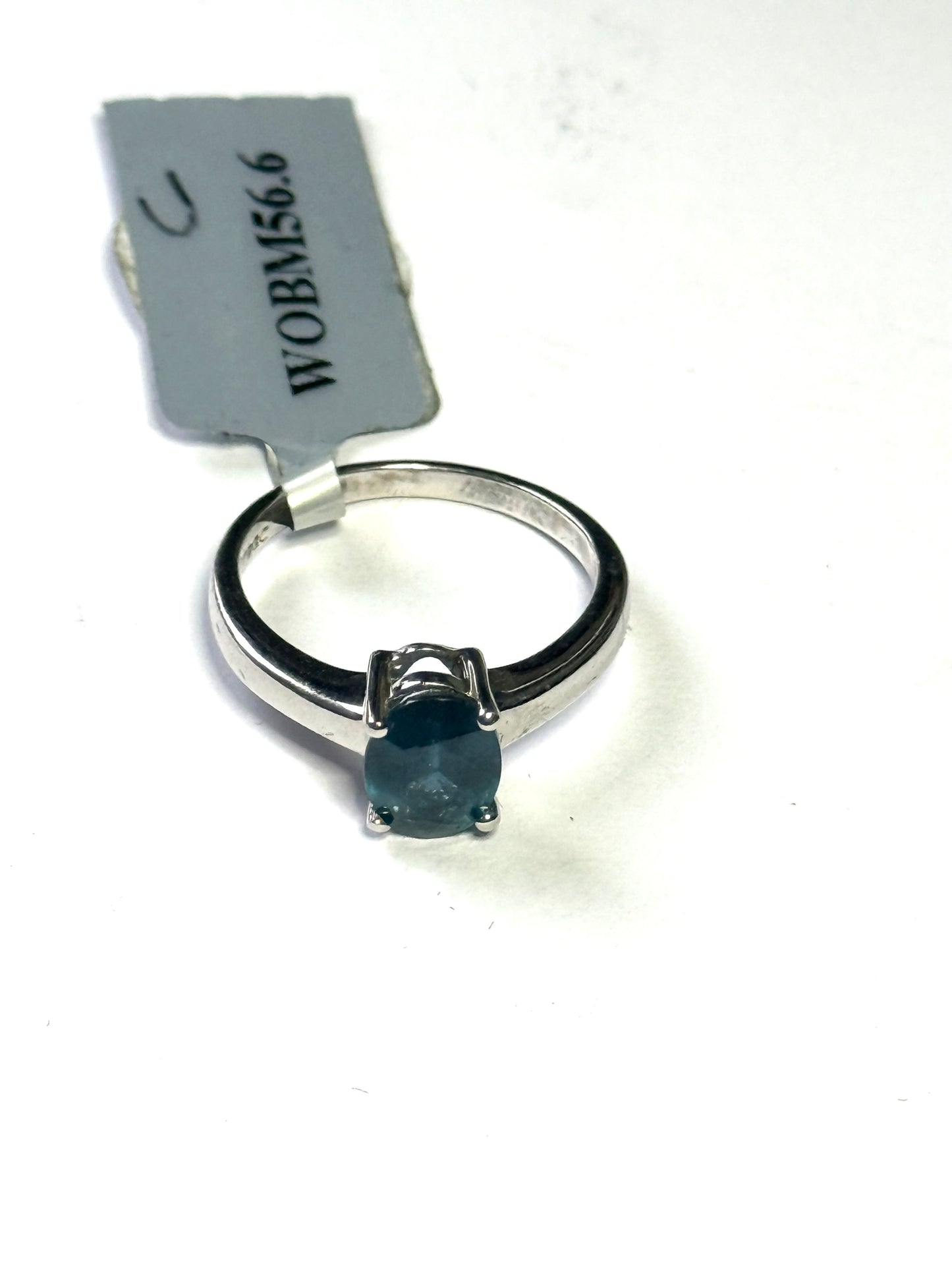 New Blue Topaz Solitaire Silver Ring Size L CSC