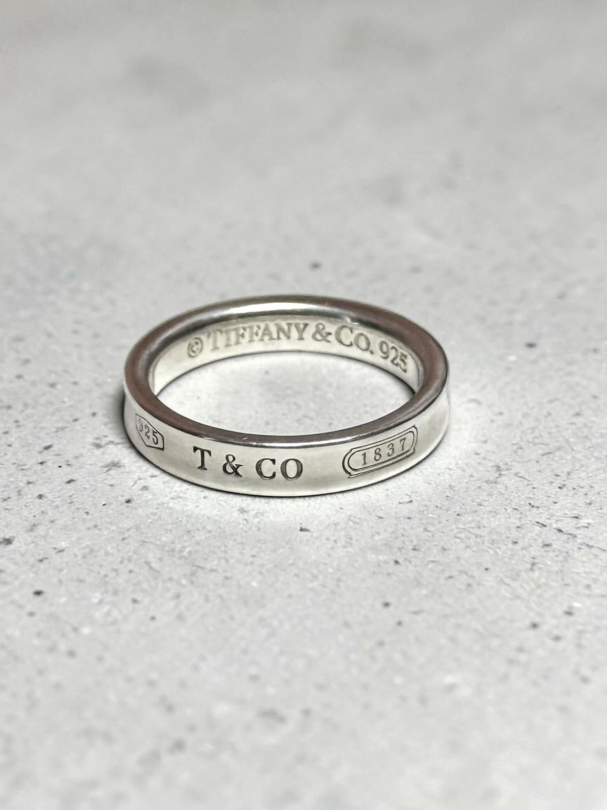 Tiffany & Co Concave Narrow Band 1837 Silver 925 Ring Size N