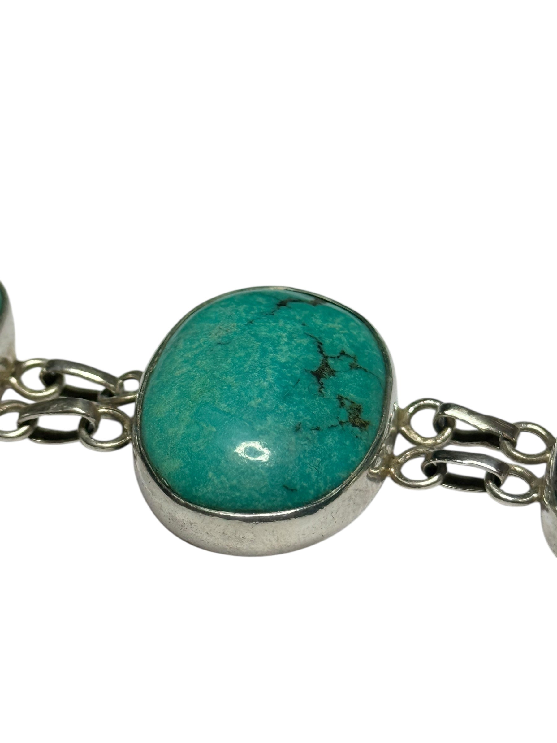 Vintage Silver And Natural Turquoise Bracelet