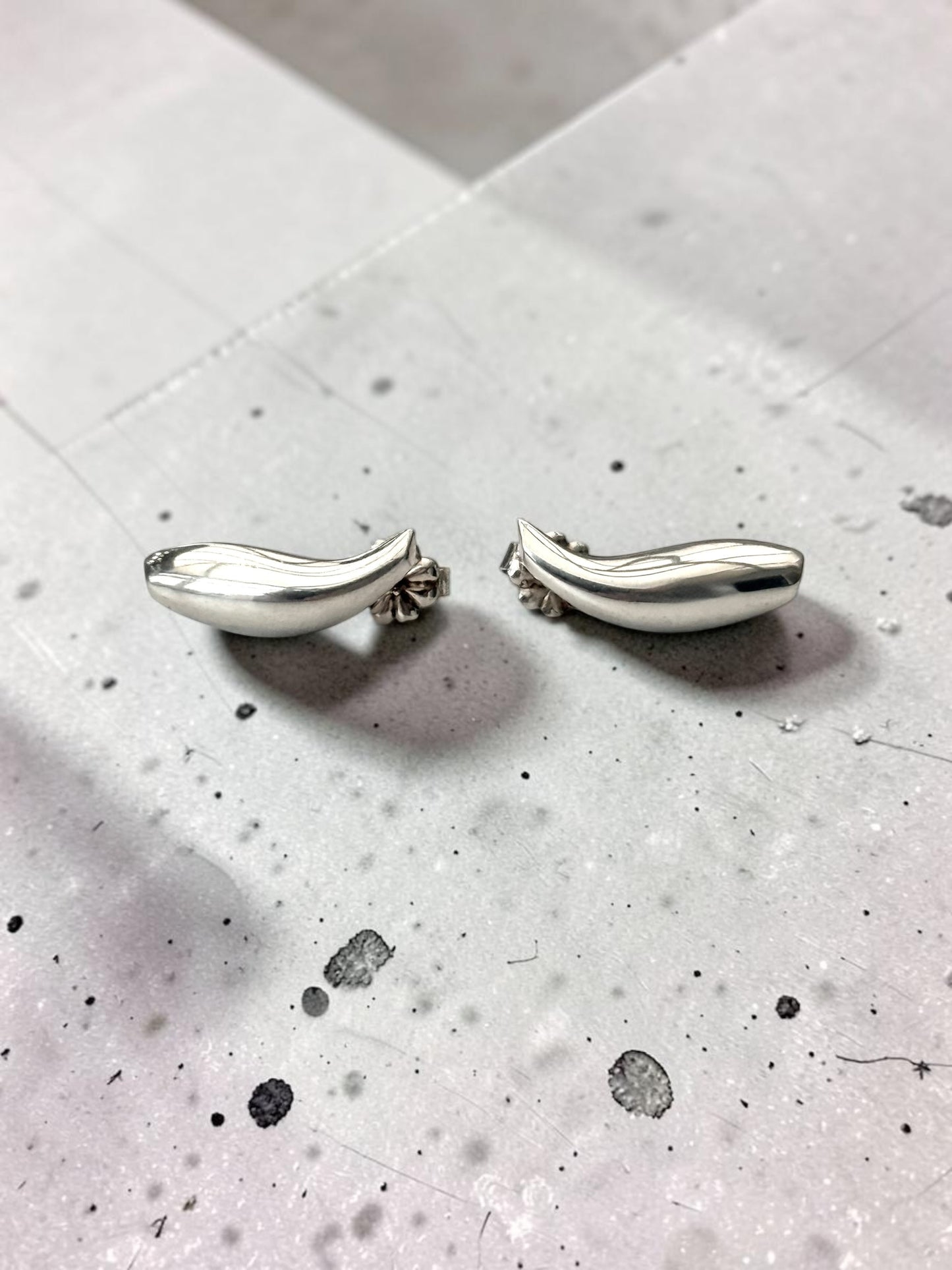 Very Rare Tiffany & Co Frank Gehry Fish Drop Stud Earrings Silver 925