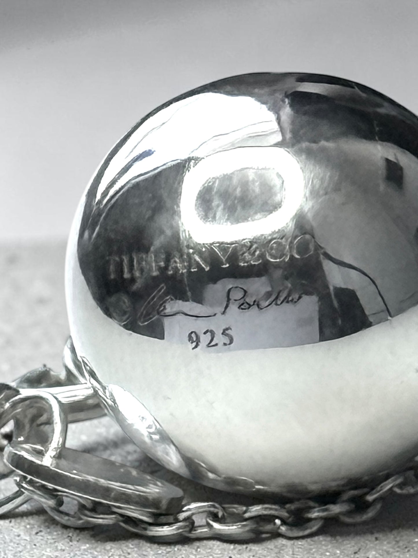 Rare Tiffany & Co Elsa Peretti Hardwear Ball Pendant 925 Silver