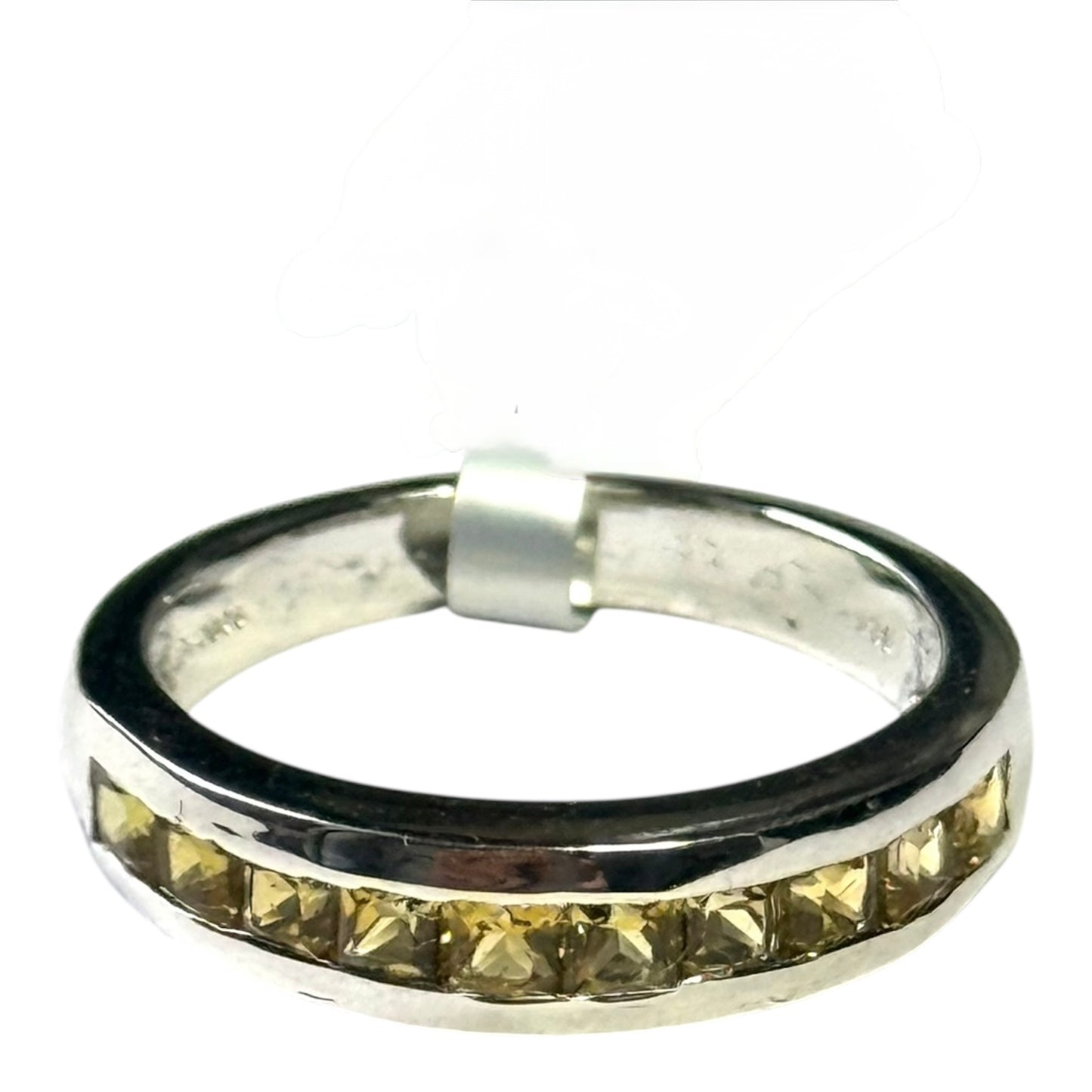 New Citrine Channel Set Silver Ring Size N CSC