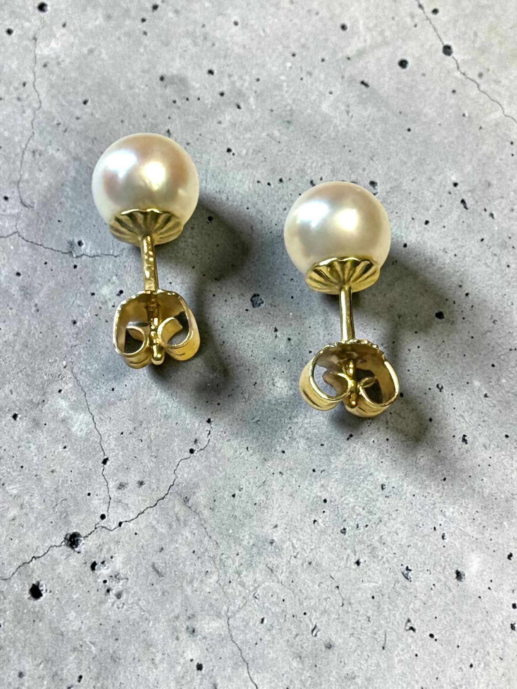Great Quality Vintage 18ct Gold Pearl Earrings Hallmarked
