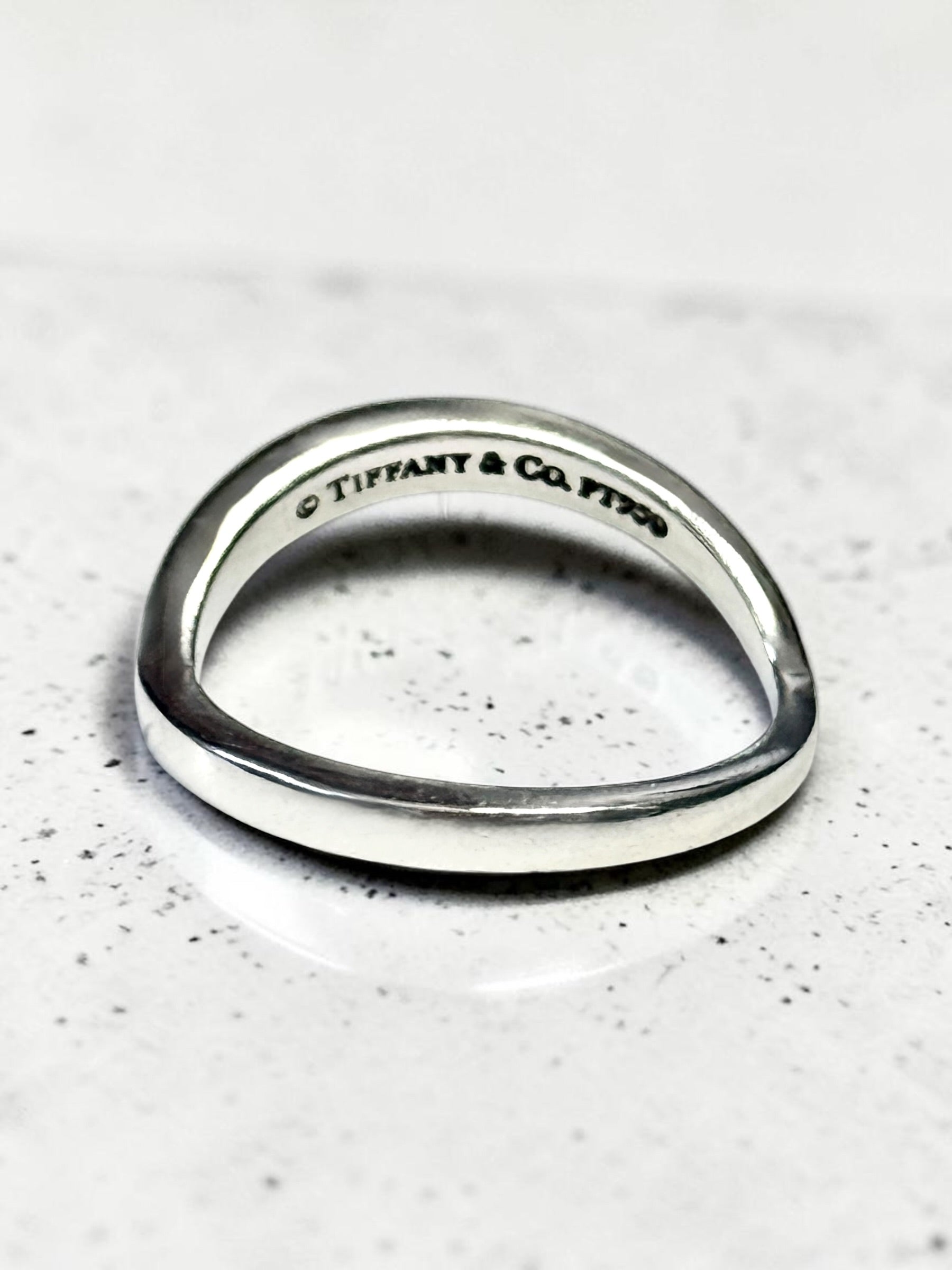 Tiffany & Co V Platinum Band Hallmarked Size J 1/2