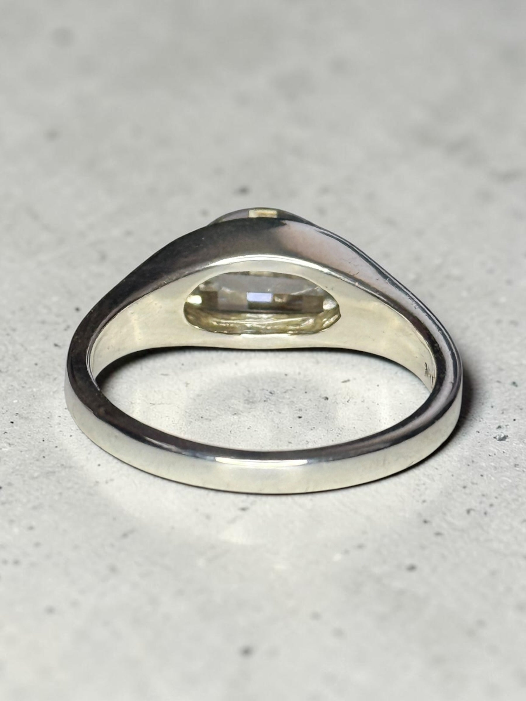 Vintage Unusual Cut Rock Crystal Silver Ring Size Q 1/2
