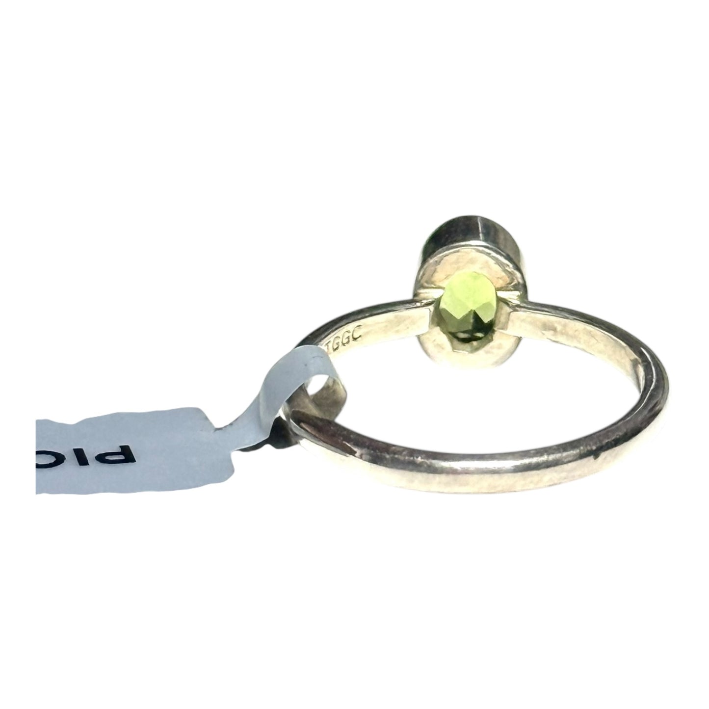 New Peridot Solitaire Silver Ring Size L - CSC