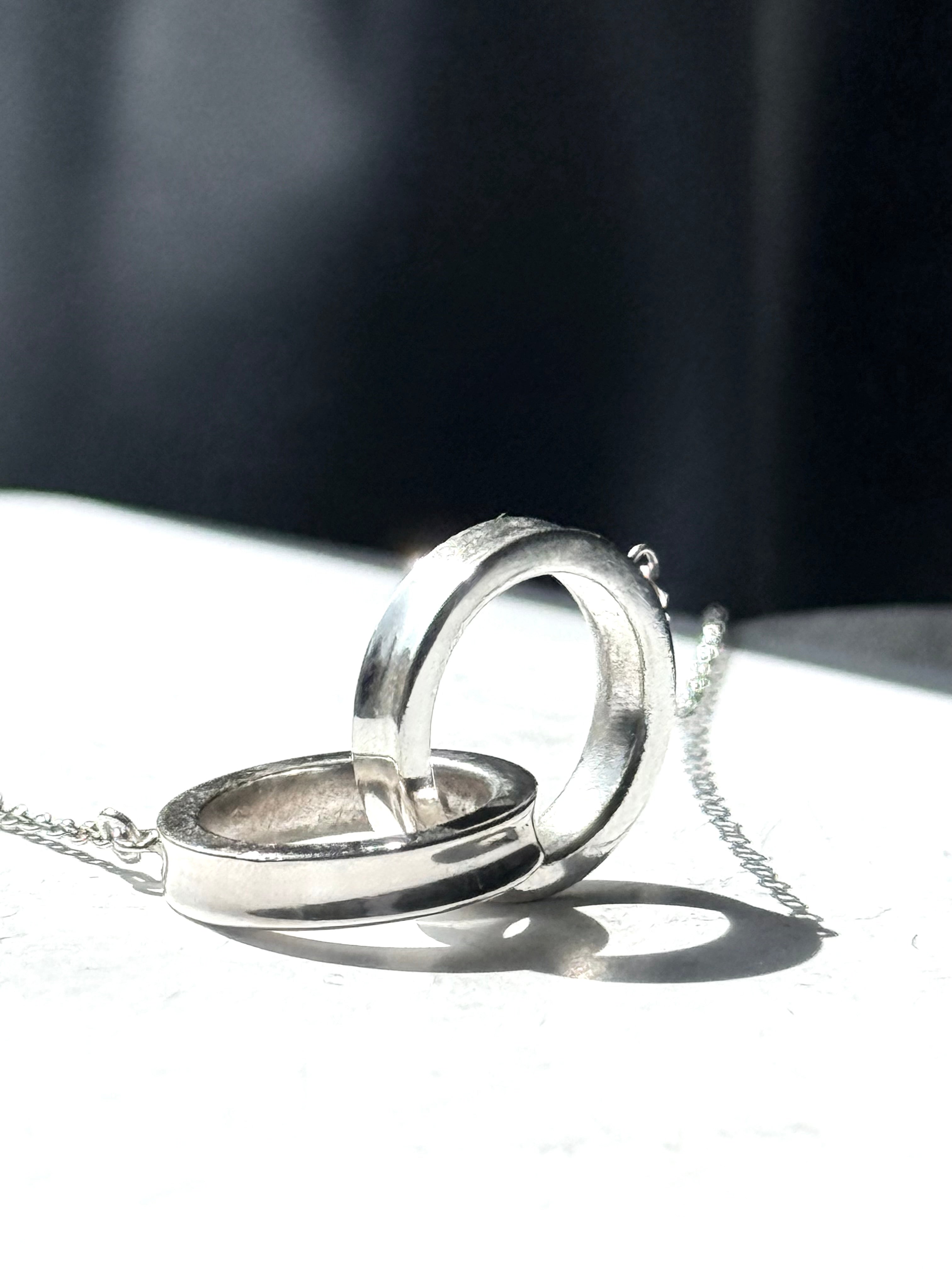 Tiffany & Co Two Silver Interlocking Circle Pendant Marked 925 Necklace