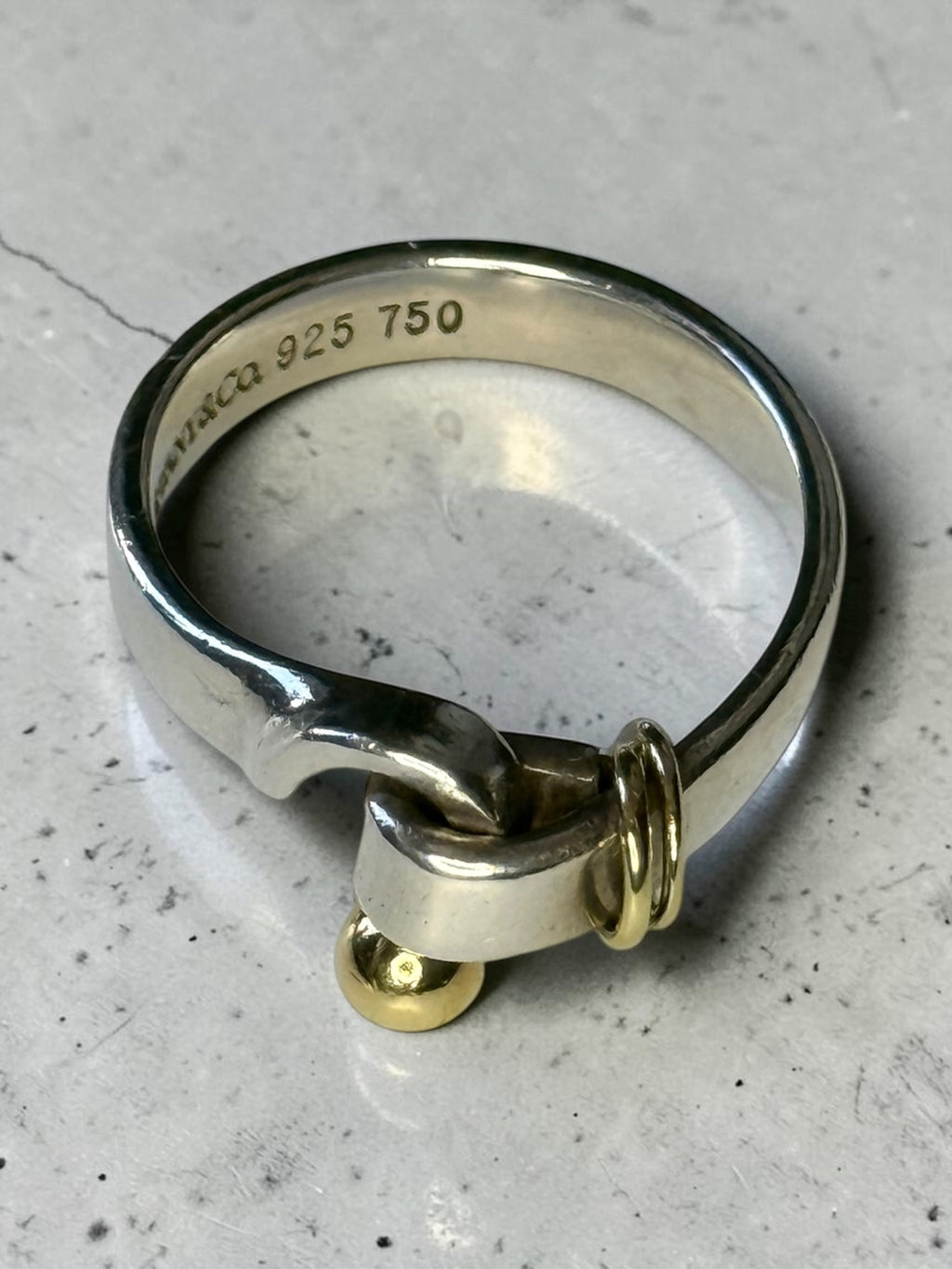 Tiffany & Co 18kt Gold & Silver Hook & Eye Ring