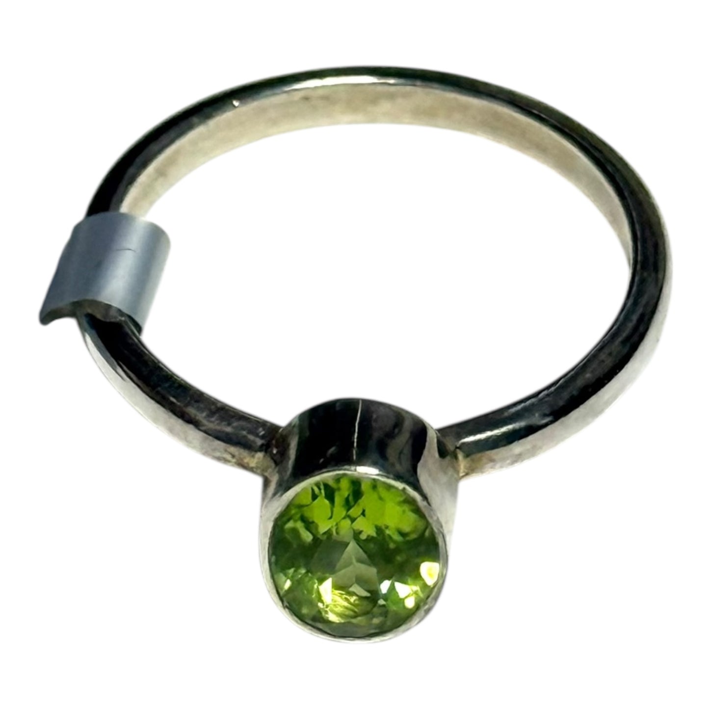 New Peridot Solitaire Silver Ring Size L - CSC