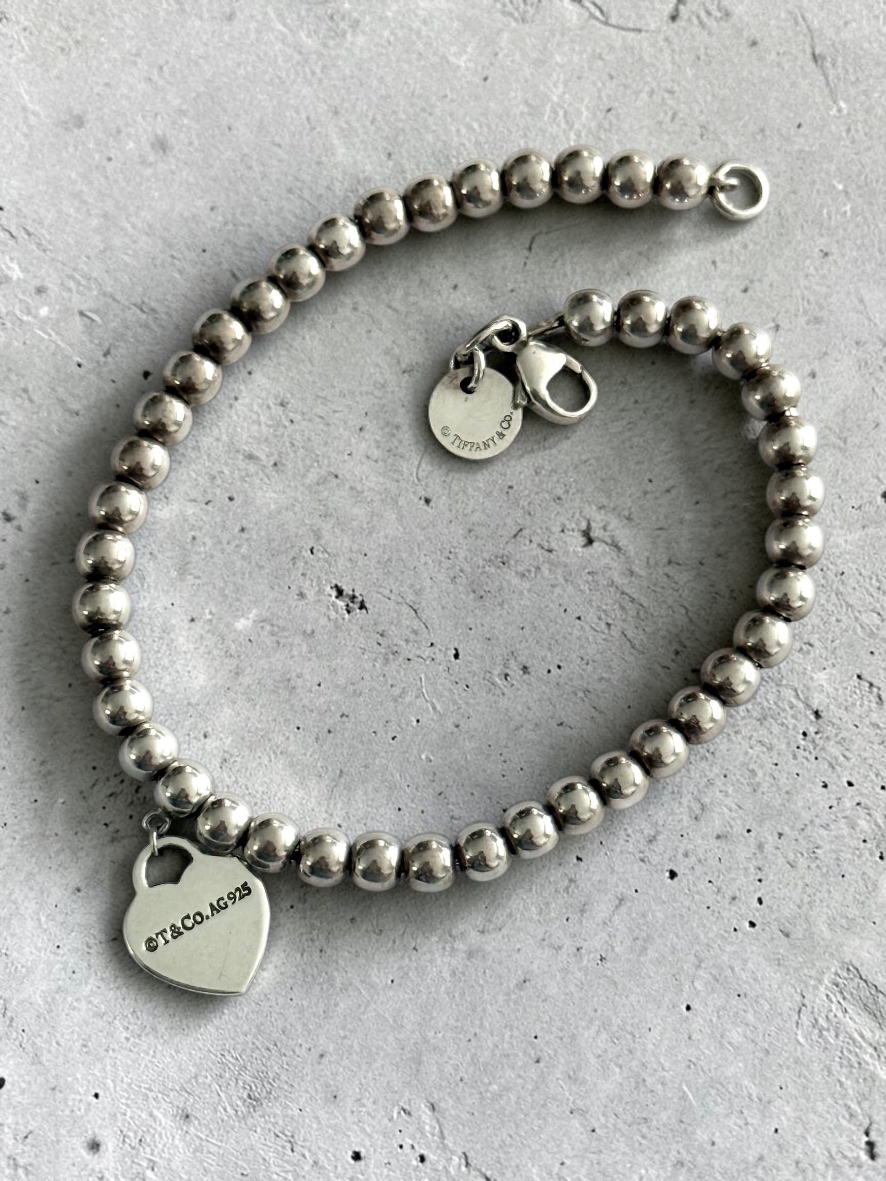 Tiffany & Co Heart Bead Bracelet Return To Tiffany Medium 7"