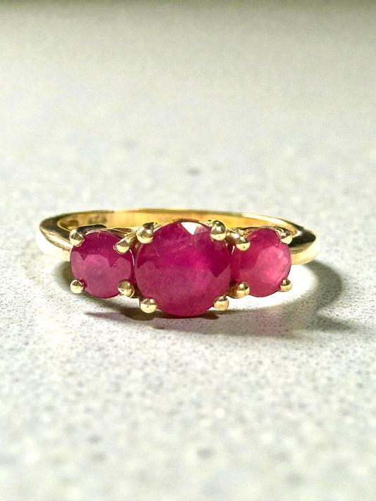 Trilogy 2.2ct Ruby GP 925 Ring Size Q