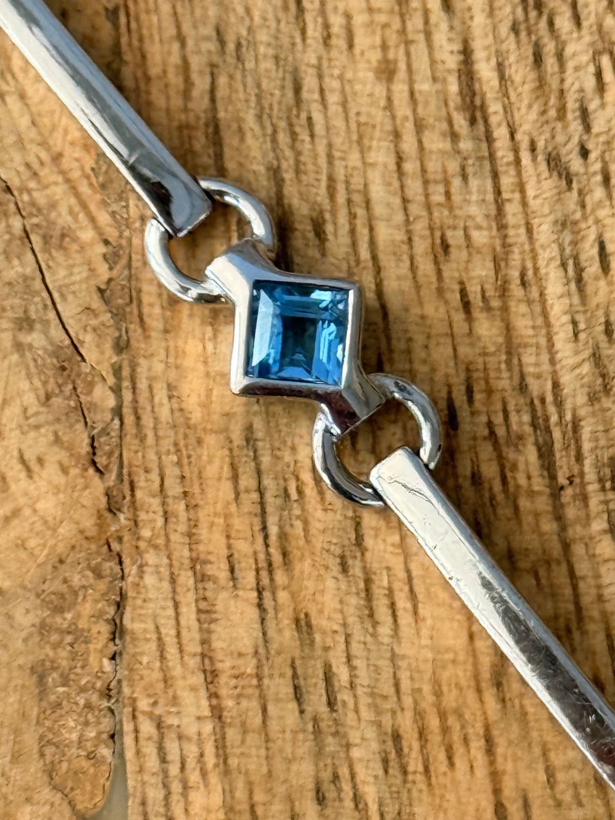 Pretty Lightweight Topaz Oval Link 925 Silver Bracelet 7 1/2"