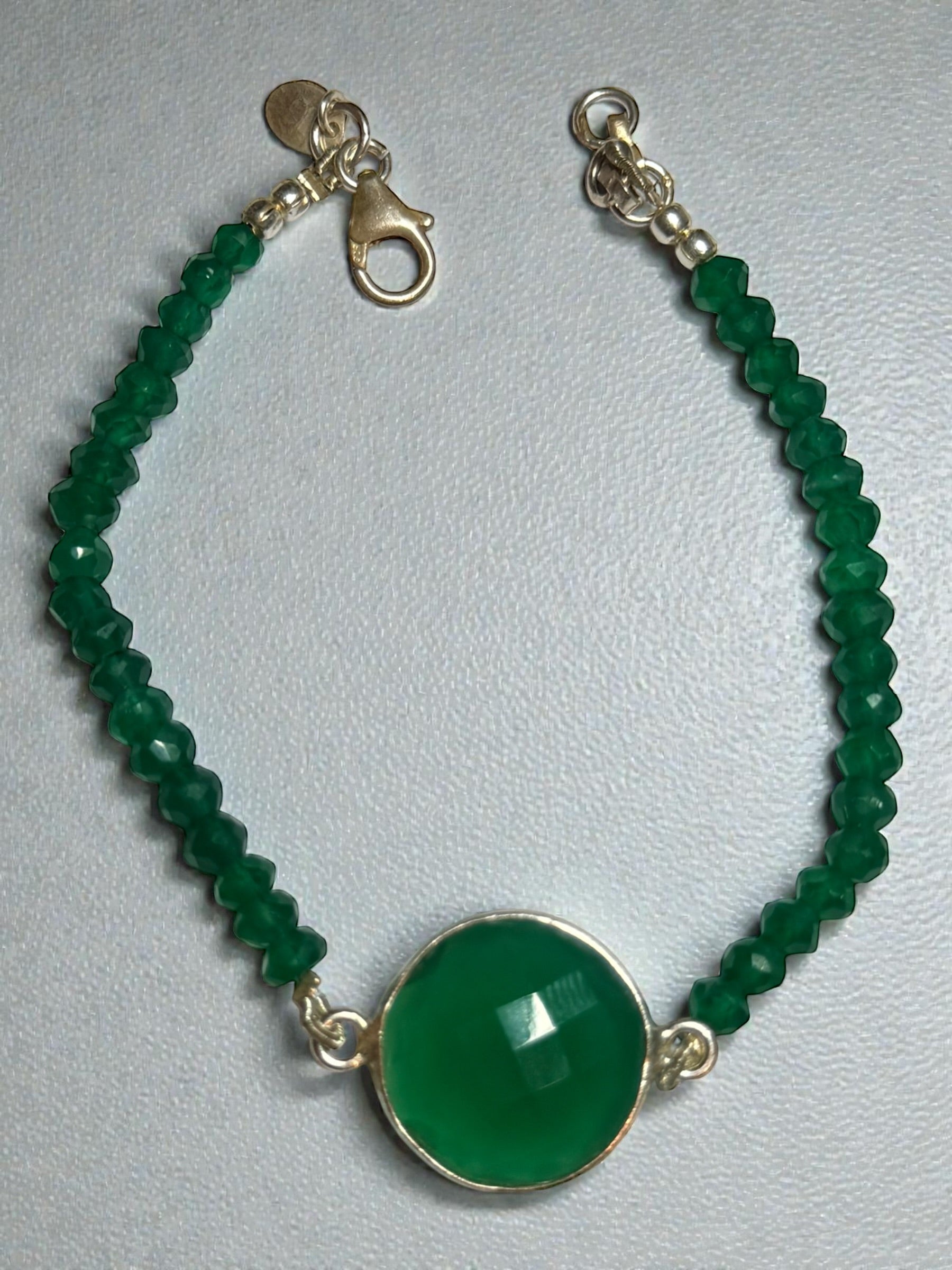 Silver Verde Onyx Beaded Bracelet