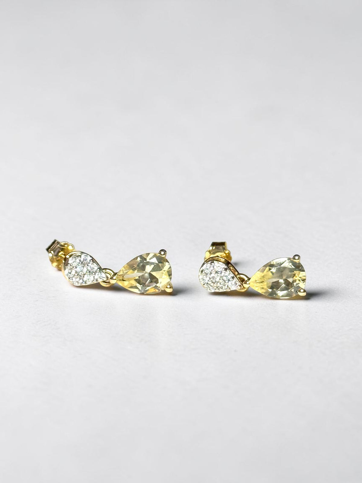 Stunning 2.5ct Citrine & White Topaz 9k Drop Earrings