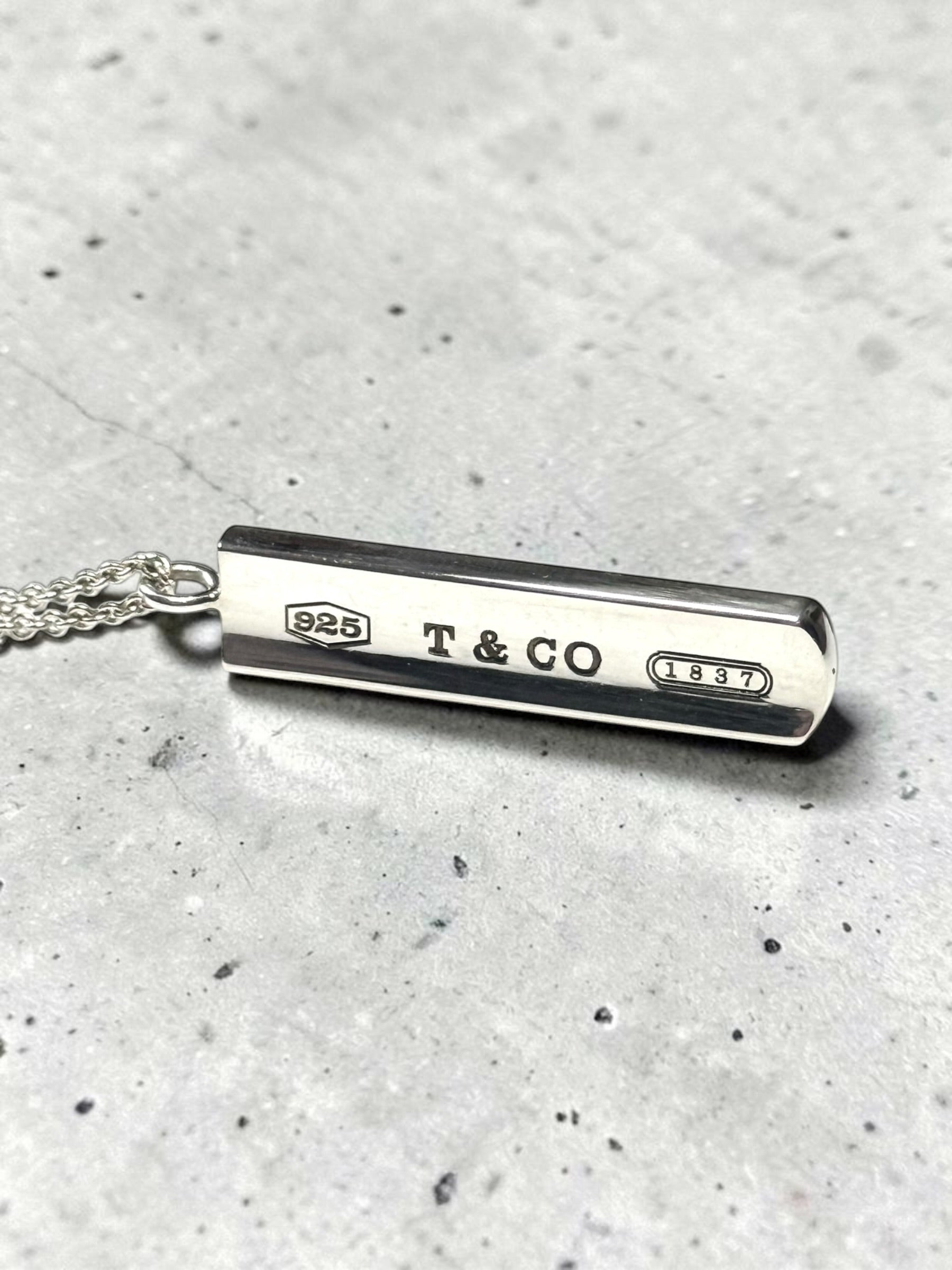 Tiffany & Co 1837 Ingot 925 Silver Pendant & Chain