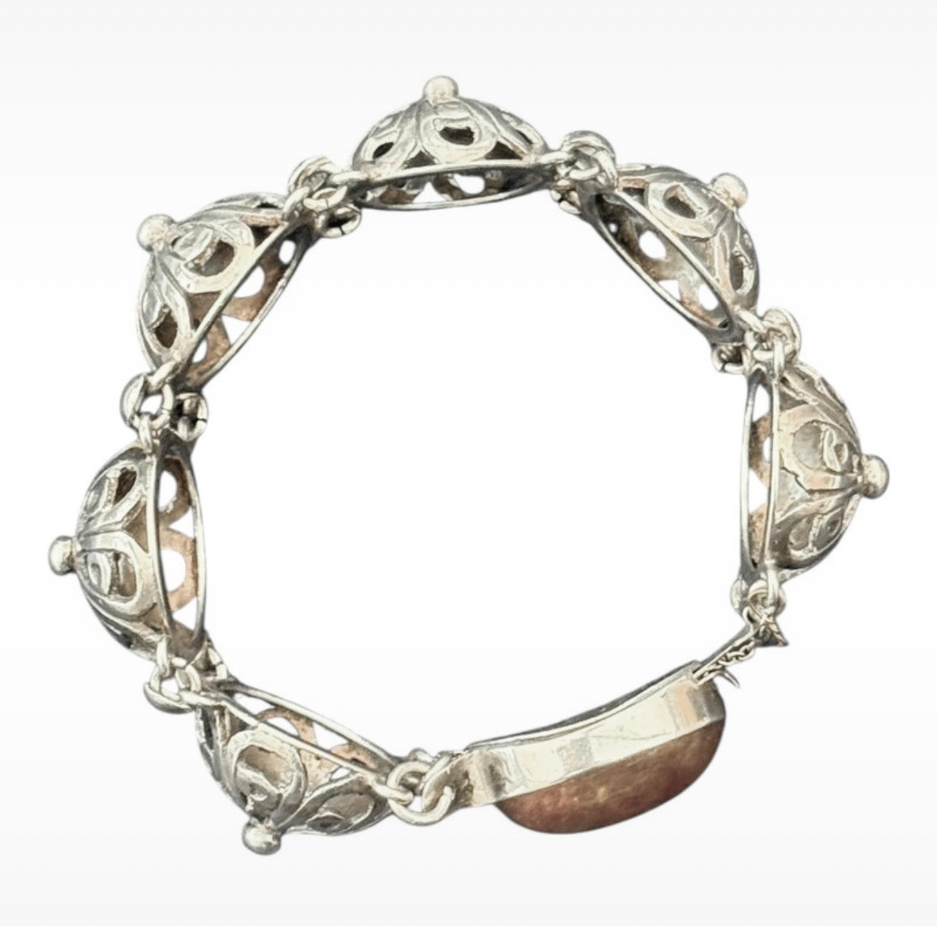 Devine Vintage Silver Mounted Brown Chalcedony & Silver Bracelet
