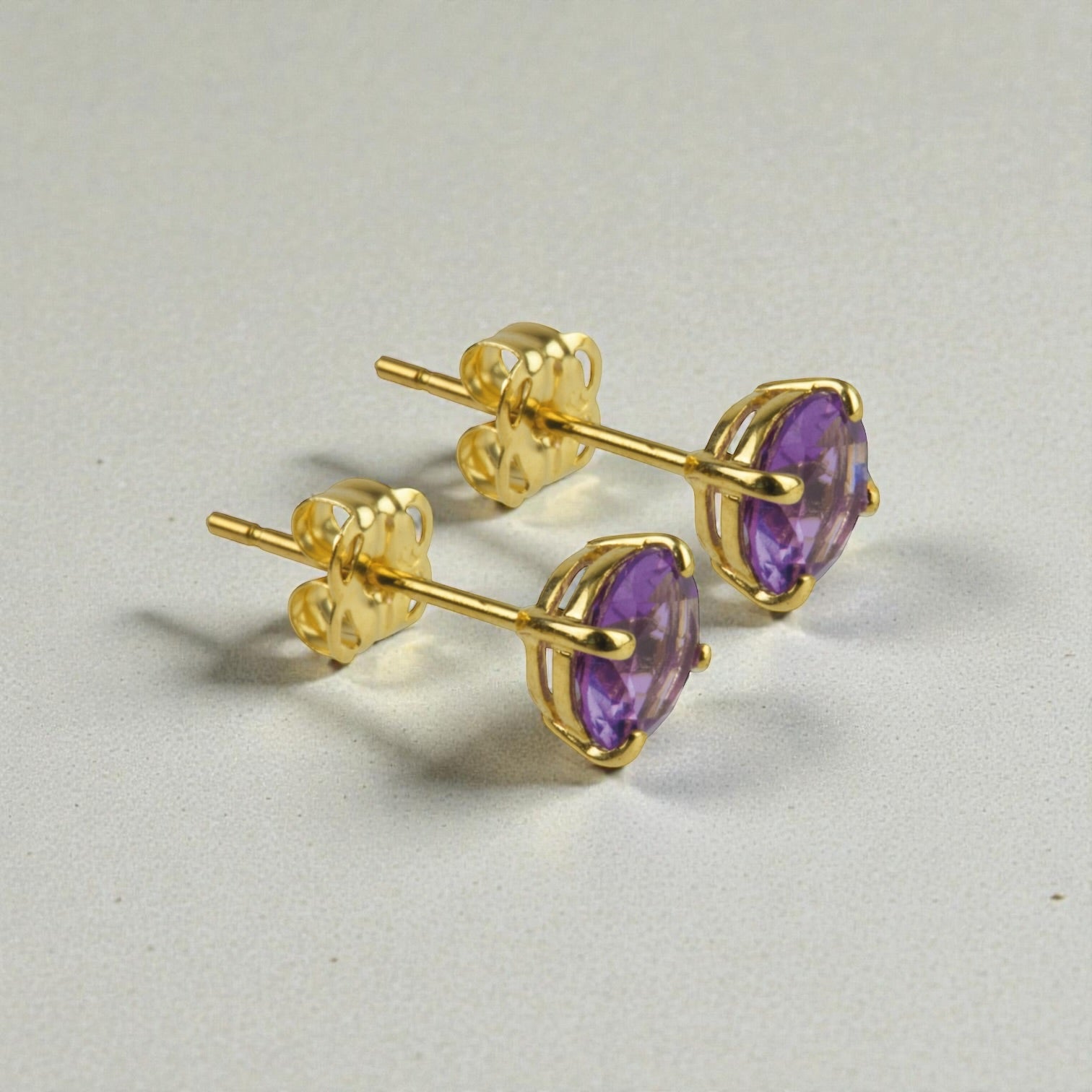 9ct Gold Amethyst Earrings New February Birth Stone