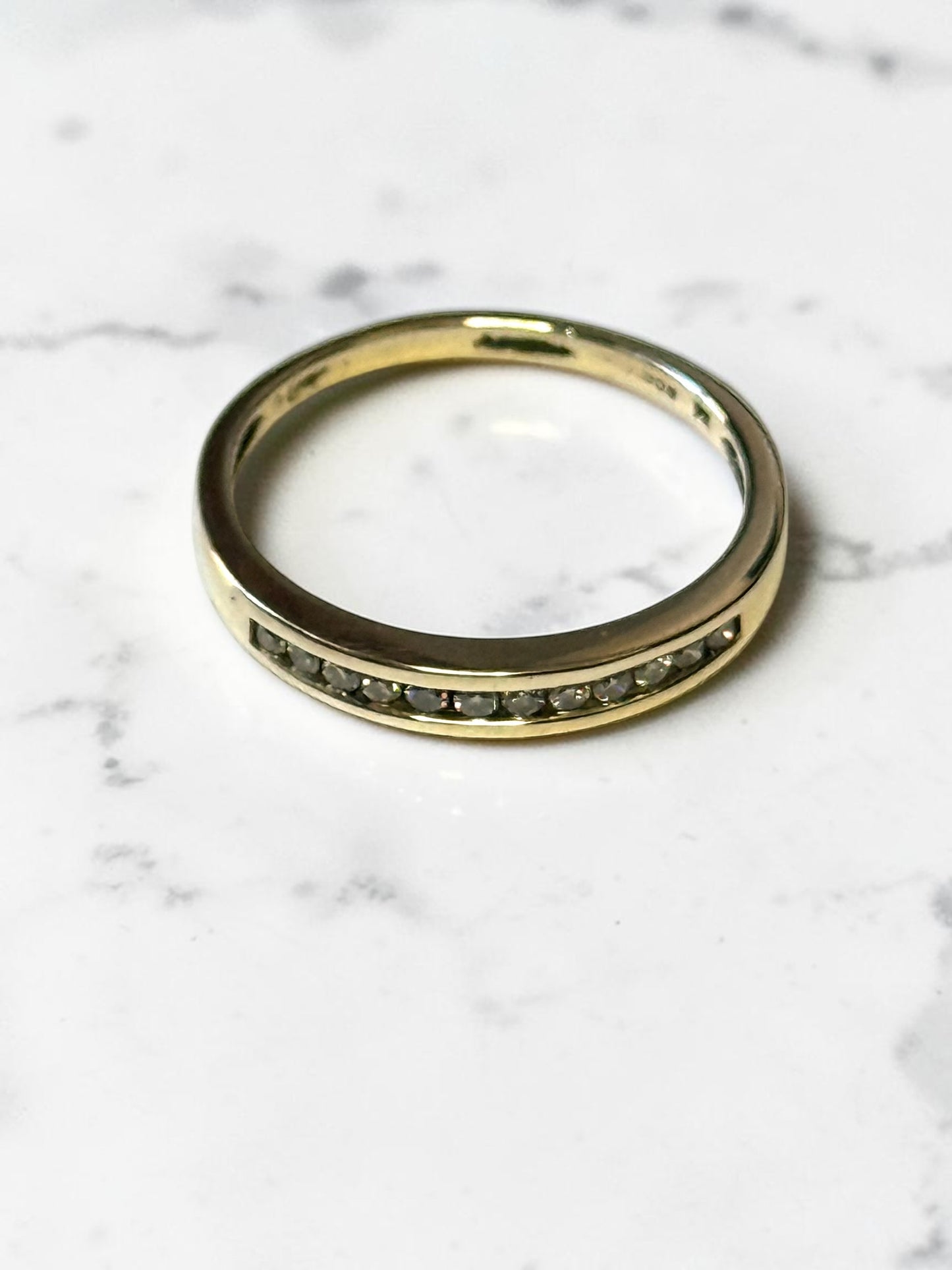 Vintage 0.36ct Channel Set Diamond 9ct Gold Ring