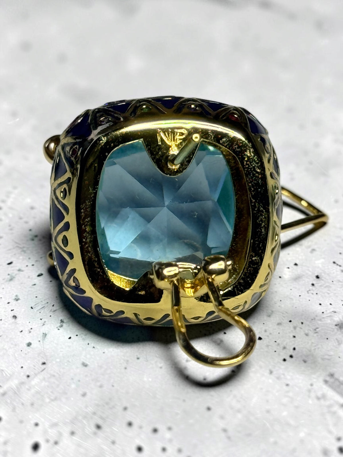 Amazing Vintage 1990's QVC Aquamarine Cubic Zirconia Cushion Cut Omega Earrings
