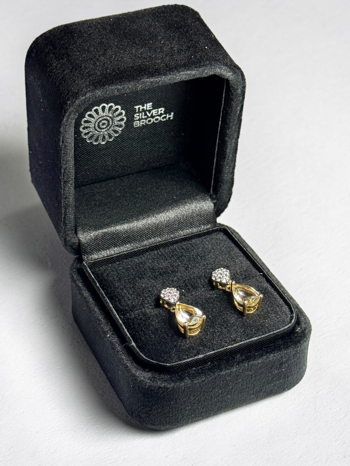 Stunning 2.5ct Citrine & White Topaz 9k Drop Earrings