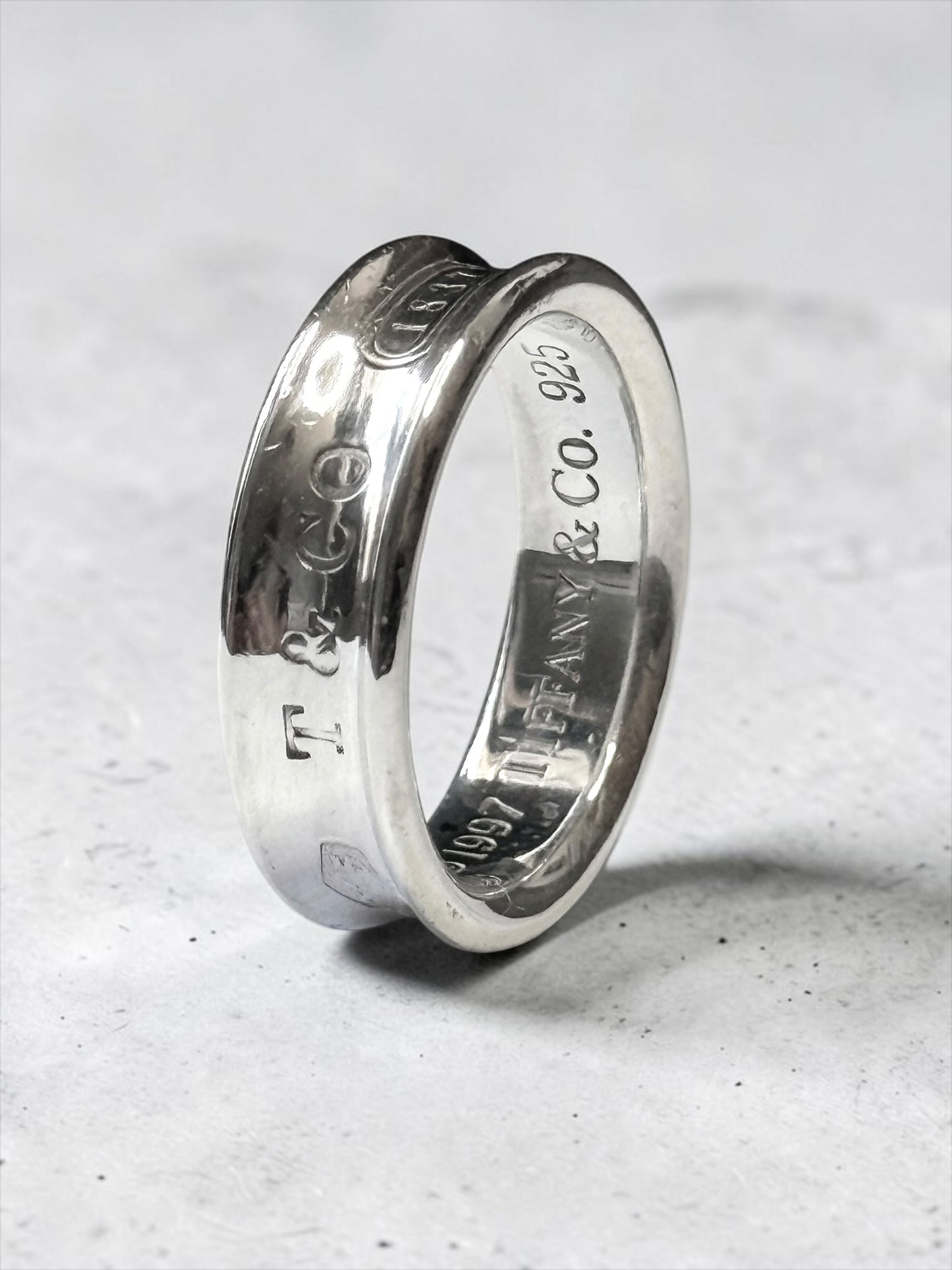 Tiffany & Co Concave Band 1837 Silver 925 Ring Size S 1/2