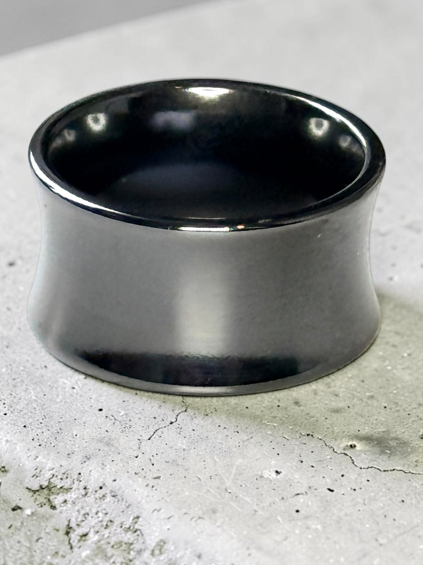 Tiffany & Co 1837 Black Rare Titanium Extra Wide Band Ring Size P (7.5)