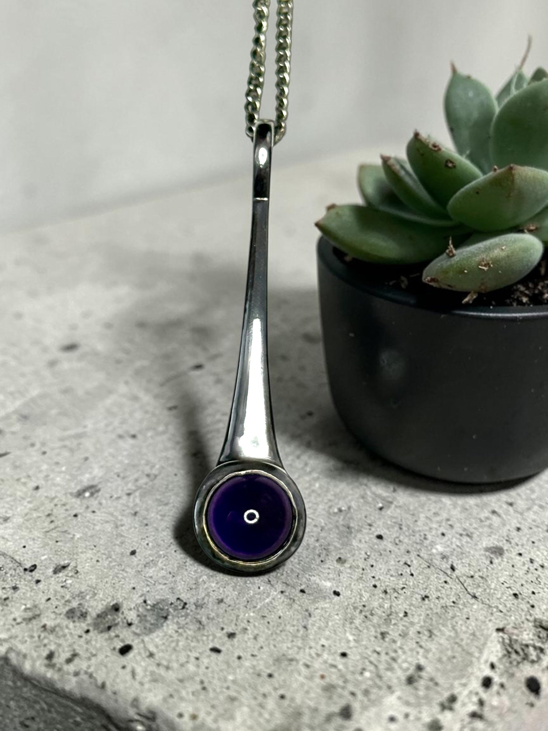 New Amethyst Drop Pendant & Chain 925 Silver