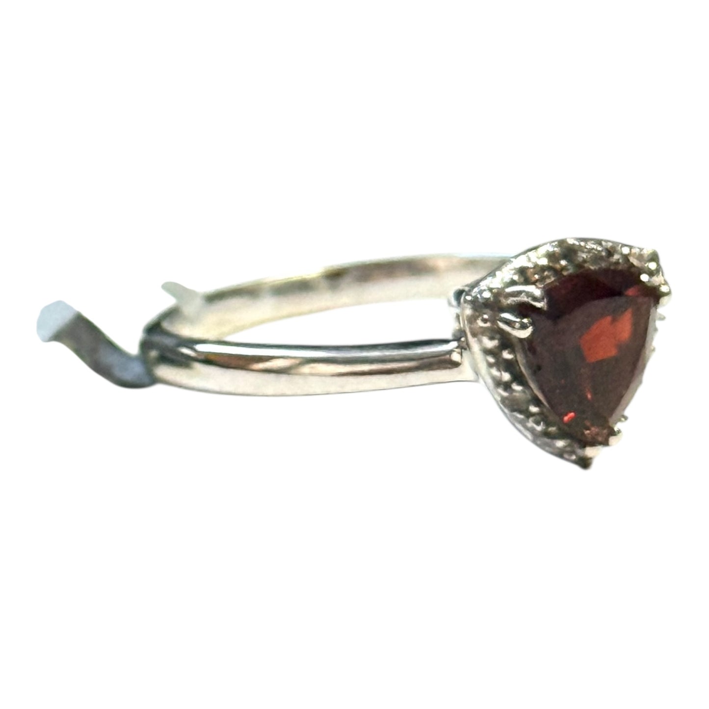 New Garnet Trillion & Zircon Silver Ring Size P CSC