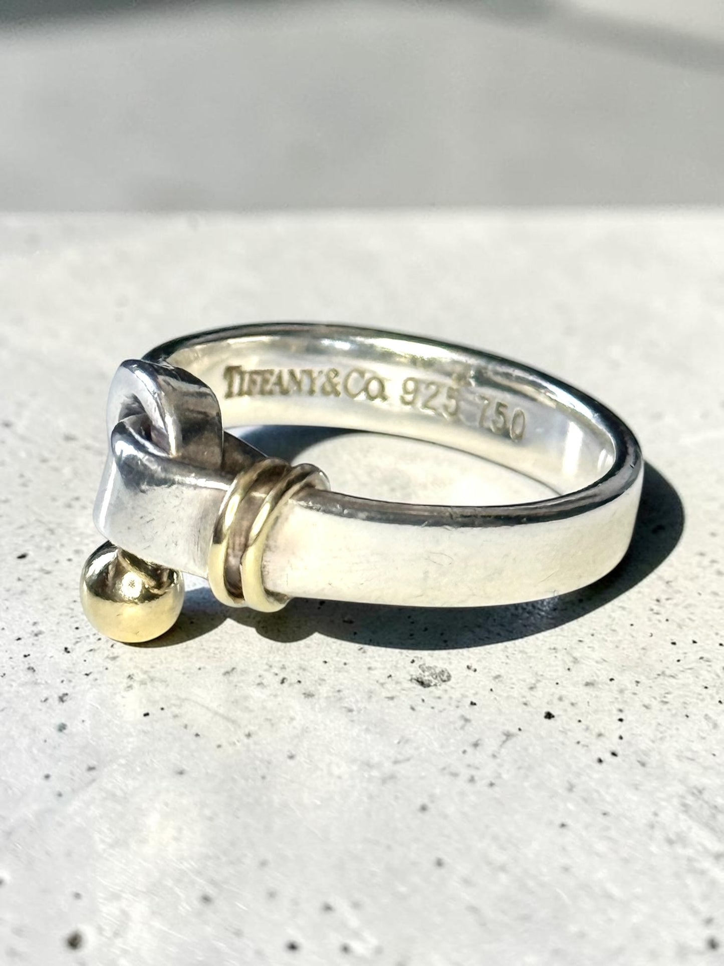 Tiffany & Co 18kt Gold & Silver Hook & Eye Ring