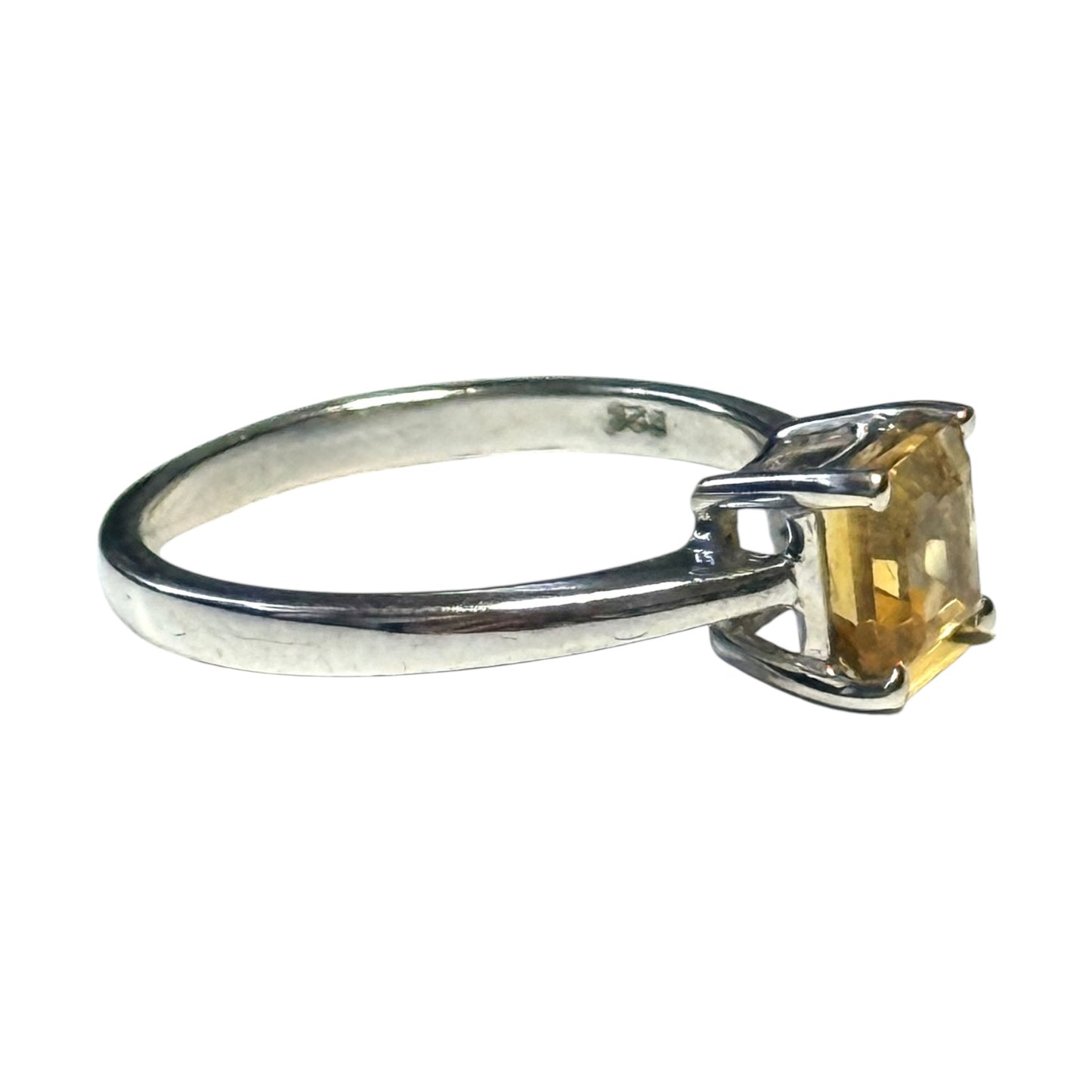Citrine Ring in Rhodium Overlay Sterling Silver 1.24 Ct CSC