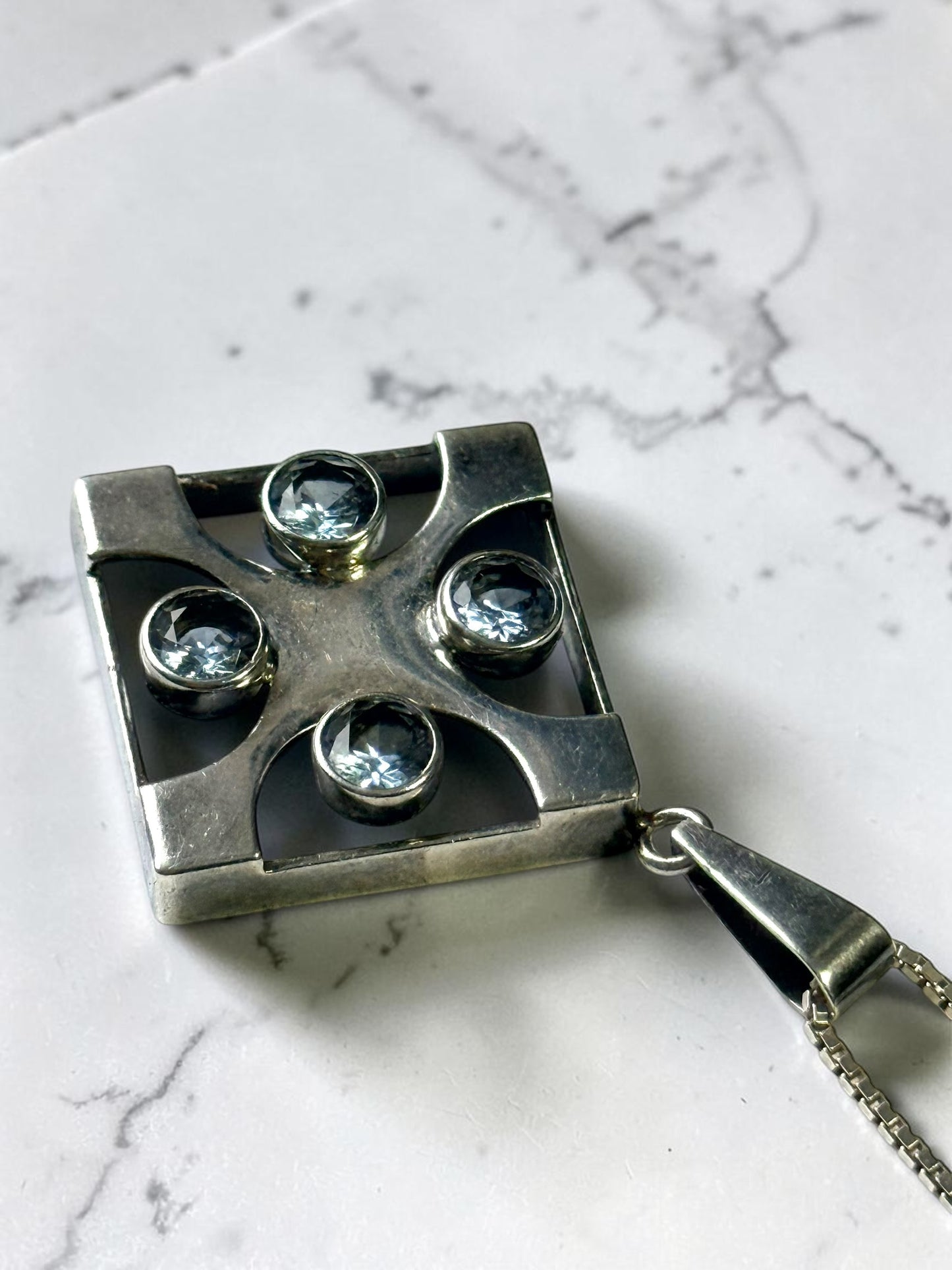 Vintage 1976 Finnish by Angelic Jewellery Topaz/Silver Pendant Collectors Piece