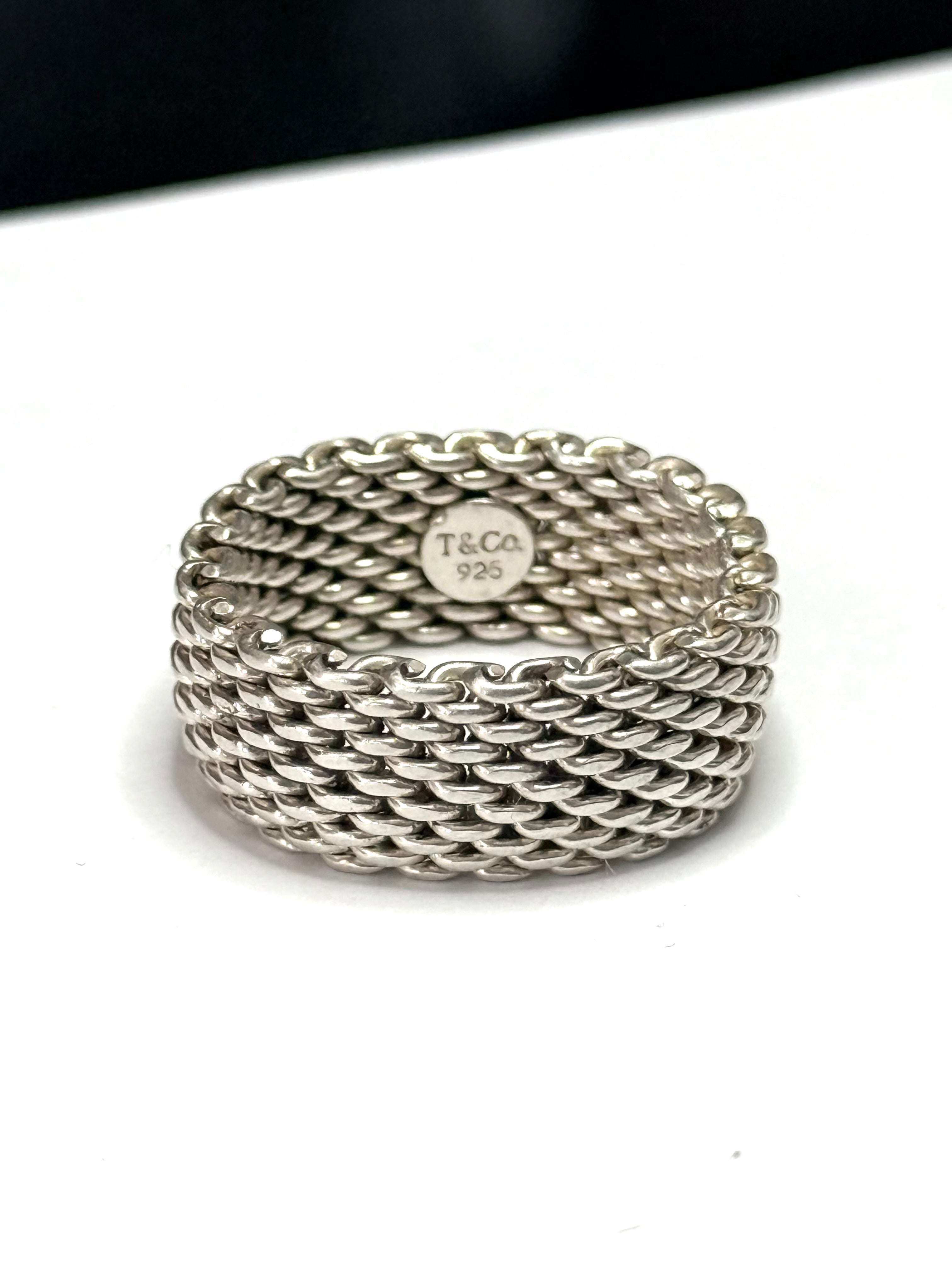 Tiffany & Co Somerset Mesh Ring Size T Unisex