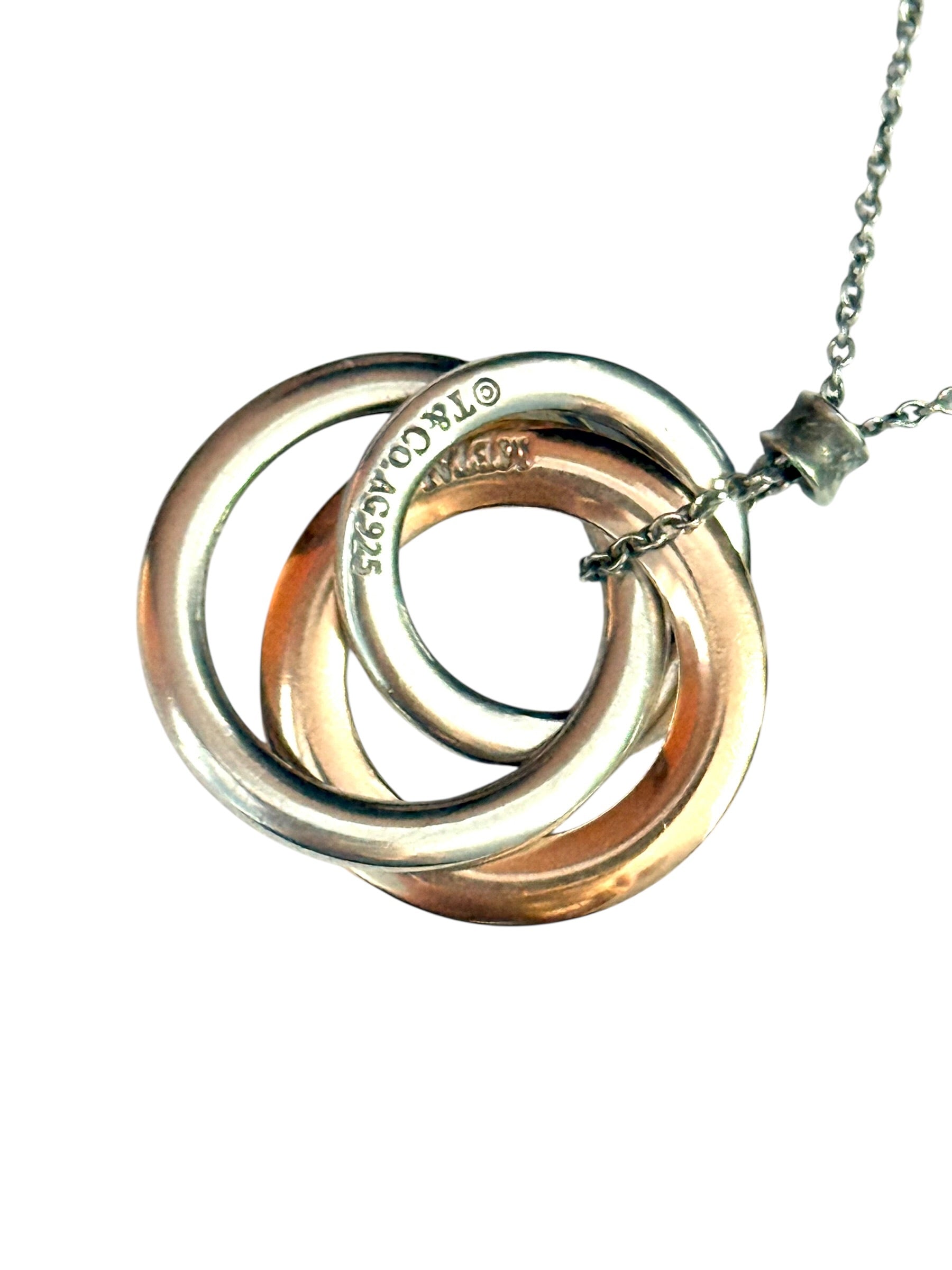 Rare Tiffany & Co Rubedo Three Circle Pendant & Chain