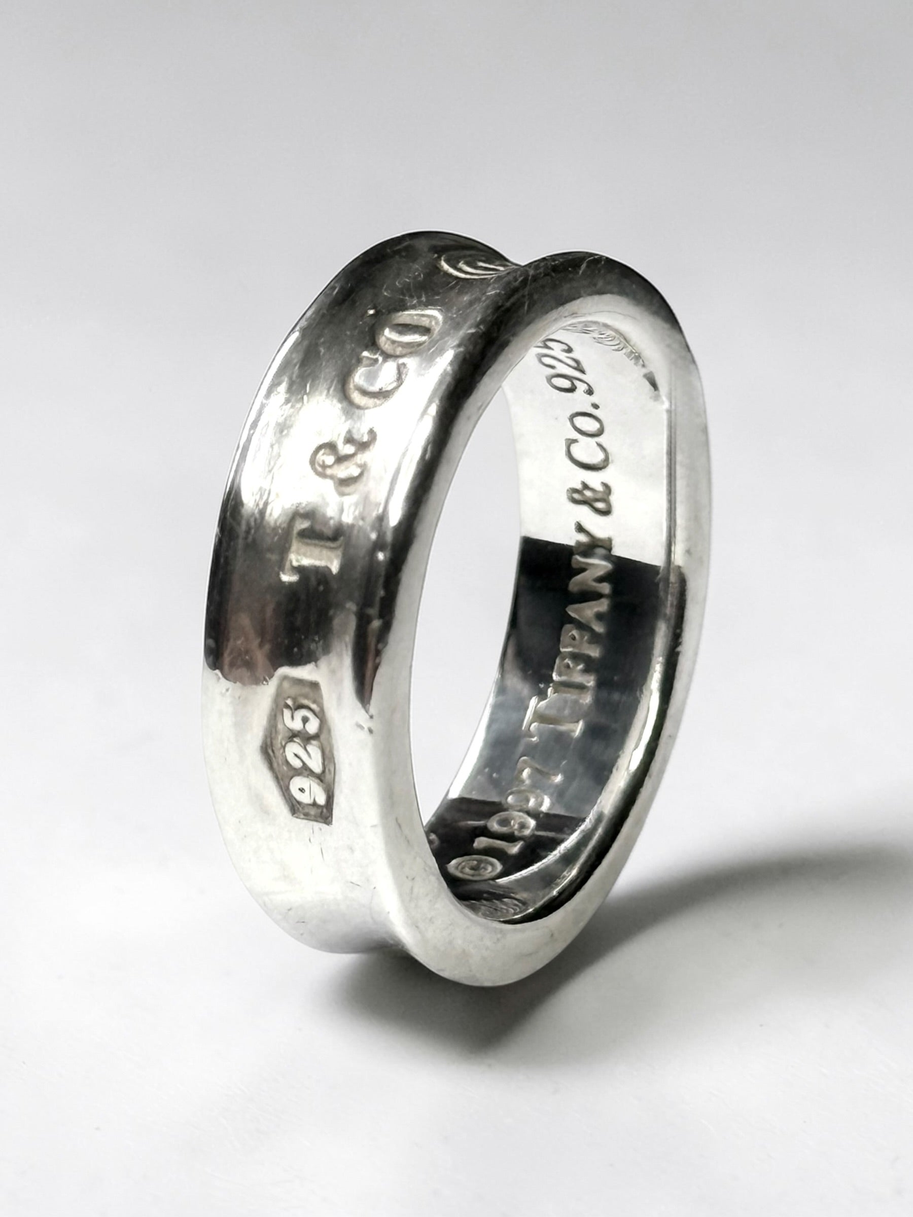 Tiffany & Co Concave Band 1837 Silver 925 Ring Size P 1/2