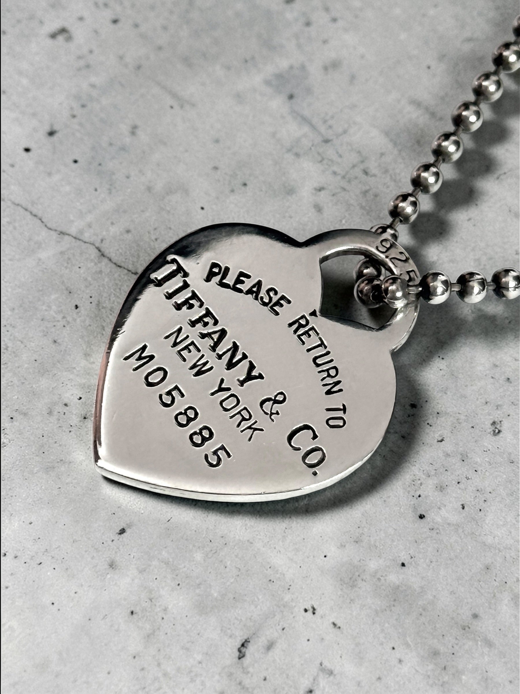 Tiffany & Co Return To Tiffany Heart With 34" Beaded Chain Silver 925