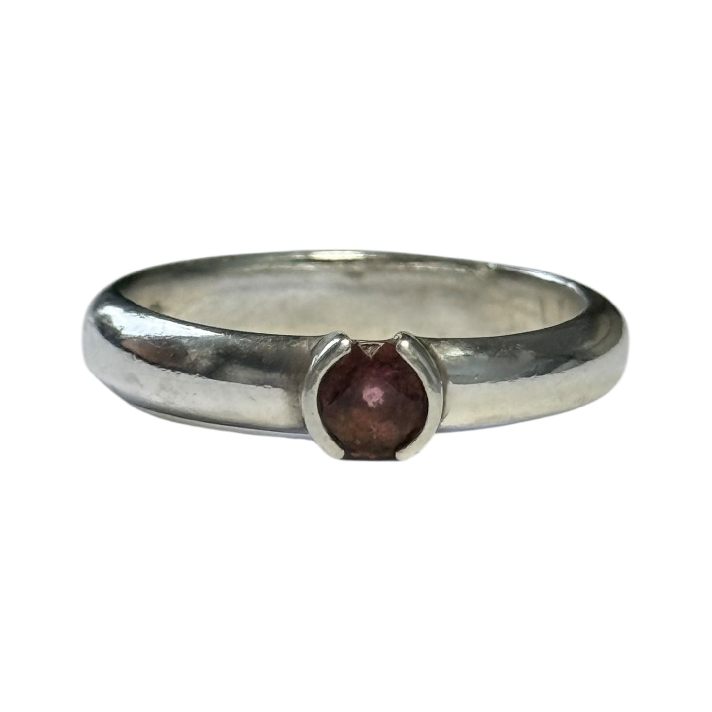 Rare Tiffany & Co Pink Tourmaline Silver Stacking Ring SIze J 1/2