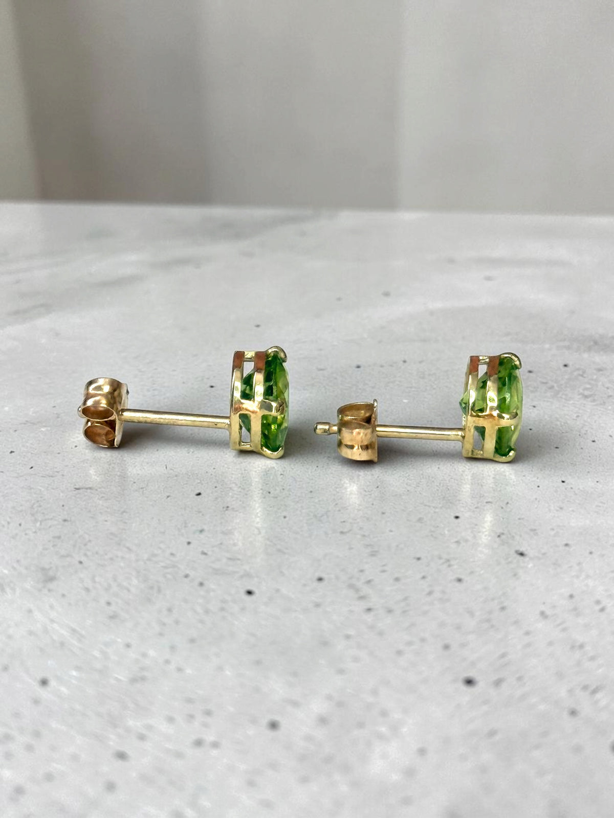 Peridot 1.68ct Round Cut 10k Gold Stud Earrings