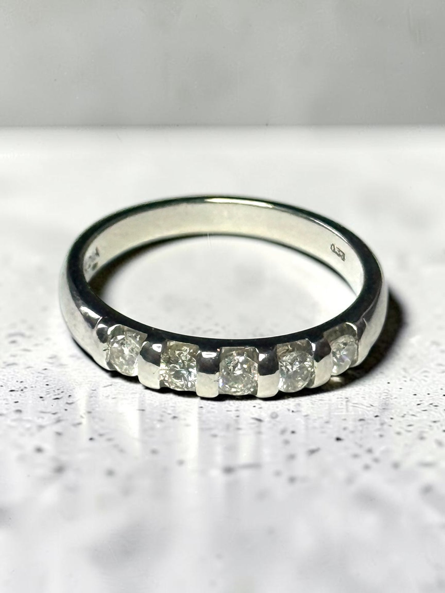 0.33ct Diamond White Gold Channel Set Ring Size M Hallmarked