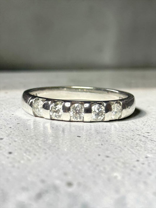 0.33ct Diamond White Gold Channel Set Ring Size M Hallmarked