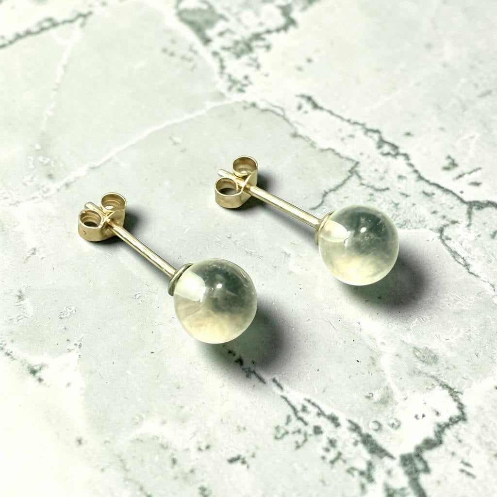 Genuine 6mm Rock Crystal 9ct Gold Earring Studs 1 Carats