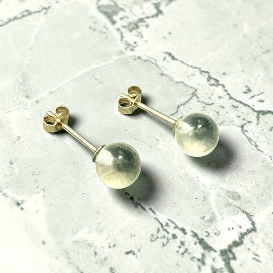 Genuine 6mm Rock Crystal 9ct Gold Earring Studs 1 Carats