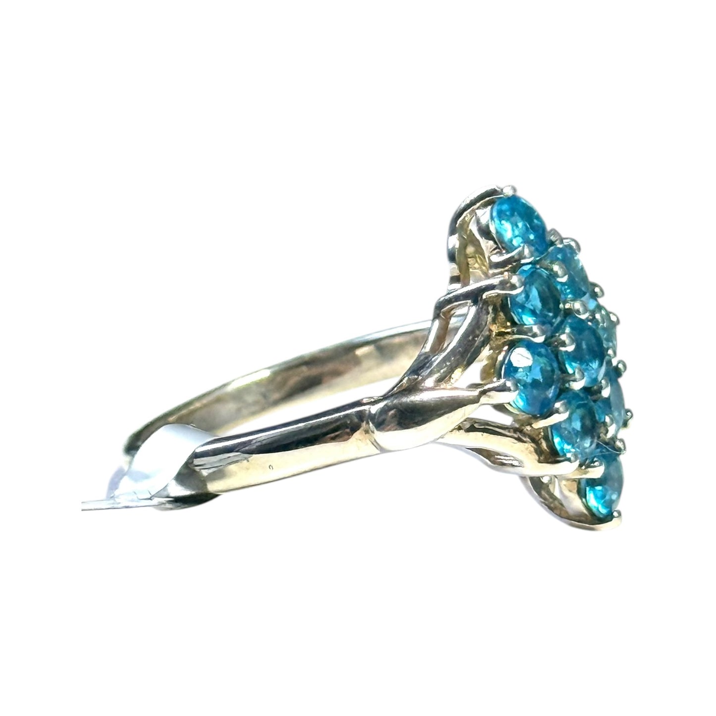 New Blue Cubic Zirconia Silver Ring Size P 1/2 CSC