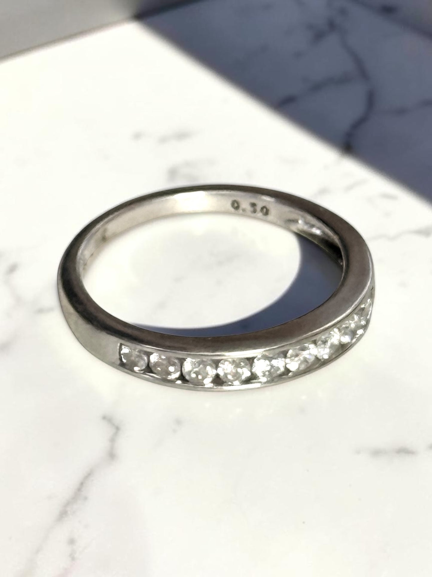 Super Condition 1/2 Carat Diamond White Gold 9K Channel Set Ring