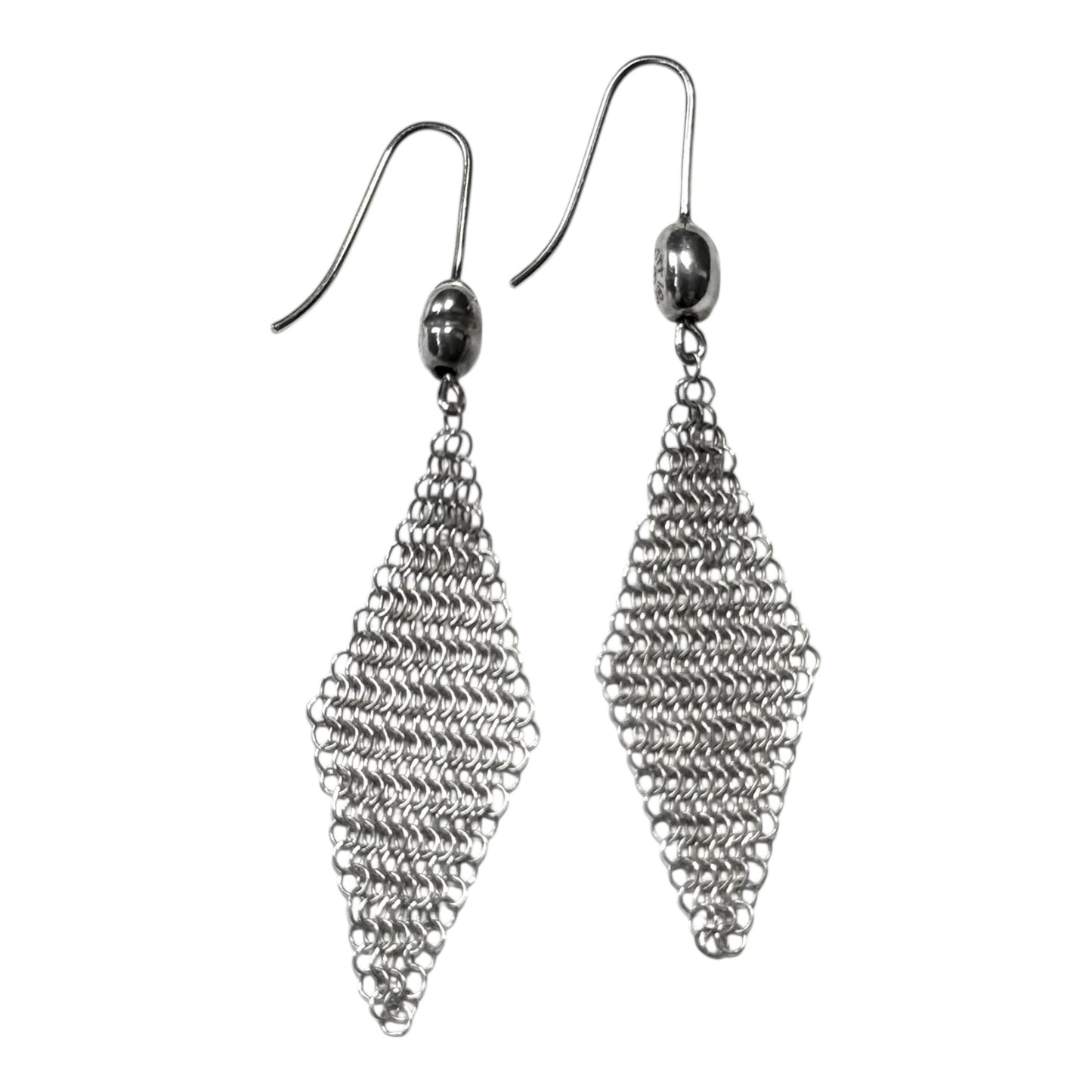 Tiffany & Co. 1981 Rare Vintage Elsa Peretti Silver Mesh Dangle Hook Earrings