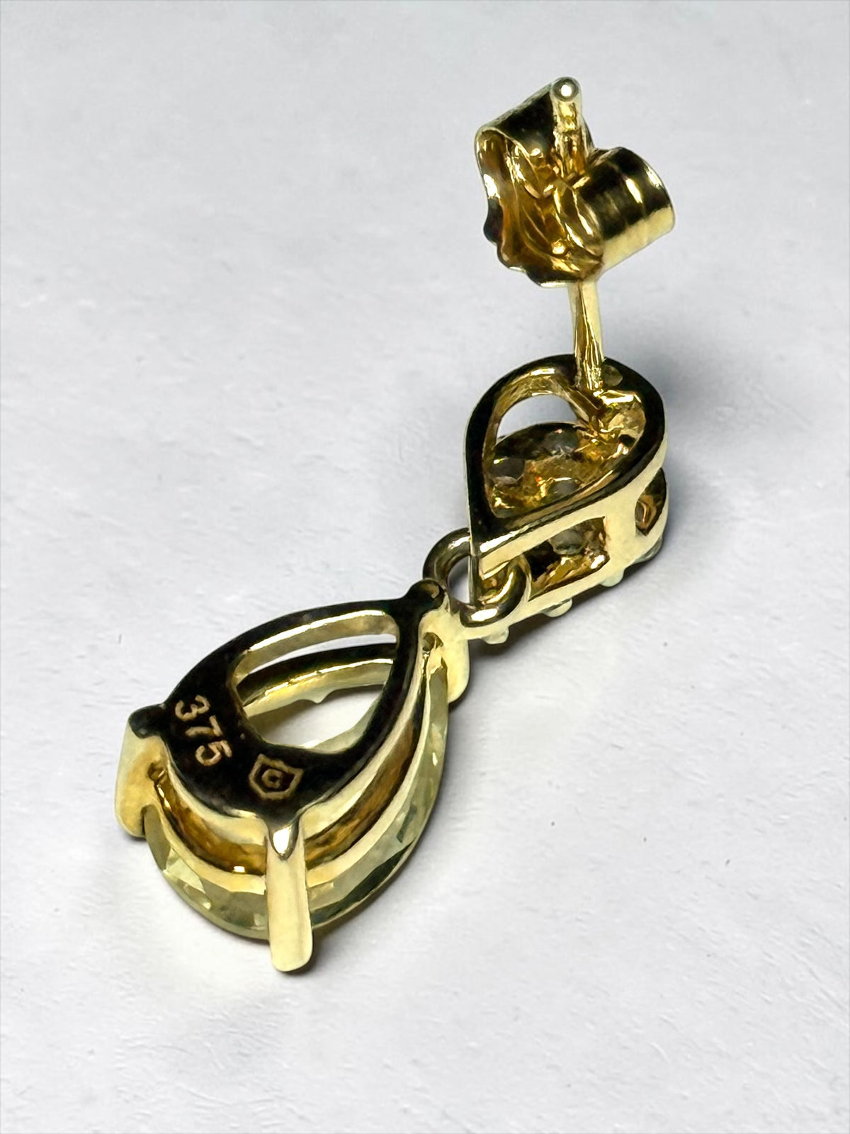 Stunning 2.5ct Citrine & White Topaz 9k Drop Earrings