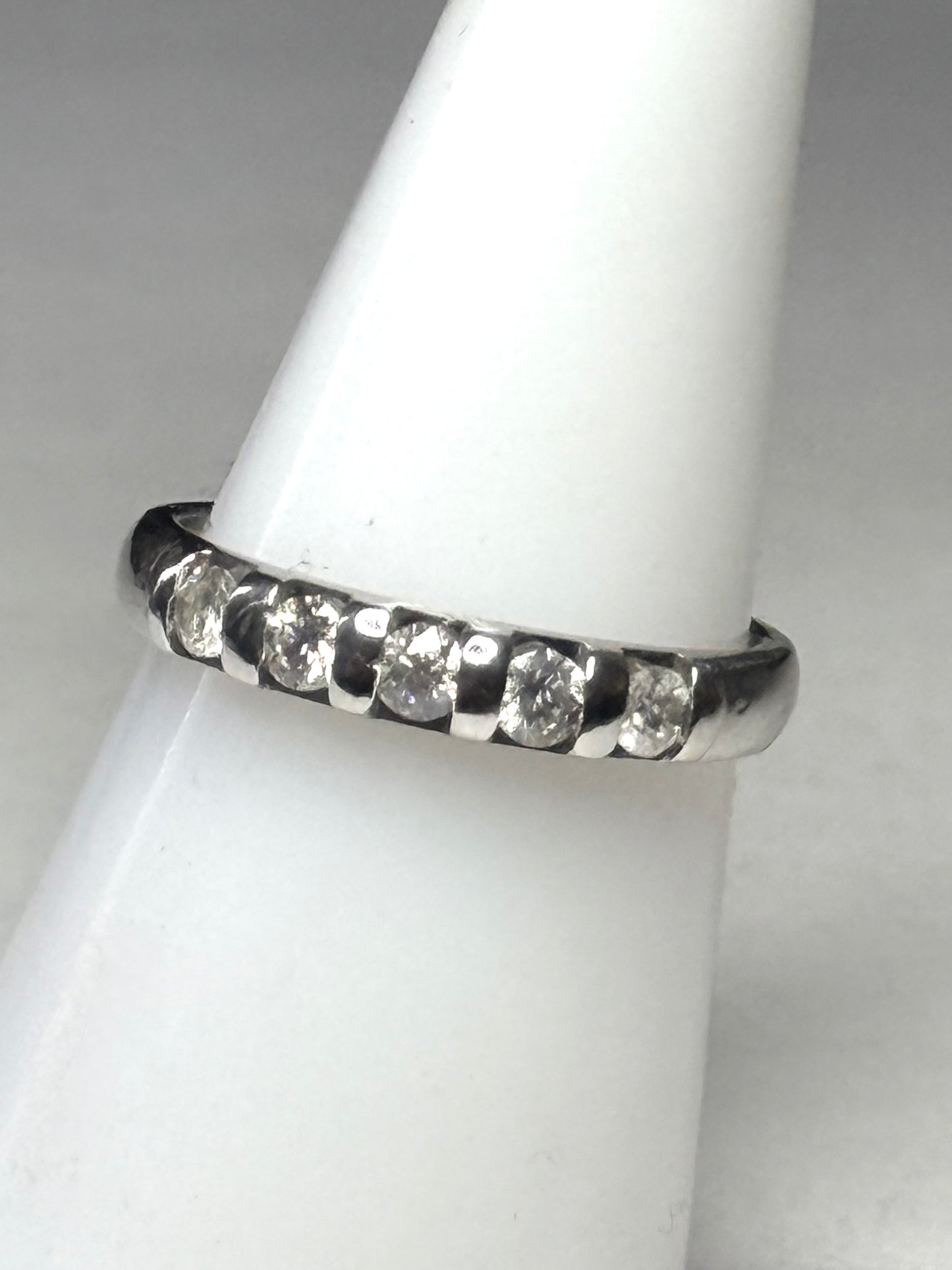 0.33ct Diamond White Gold Channel Set Ring Size M Hallmarked